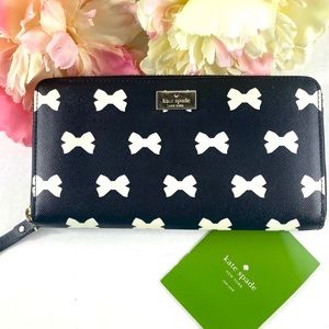 Kate Spade Black Neda White Bow Wallet